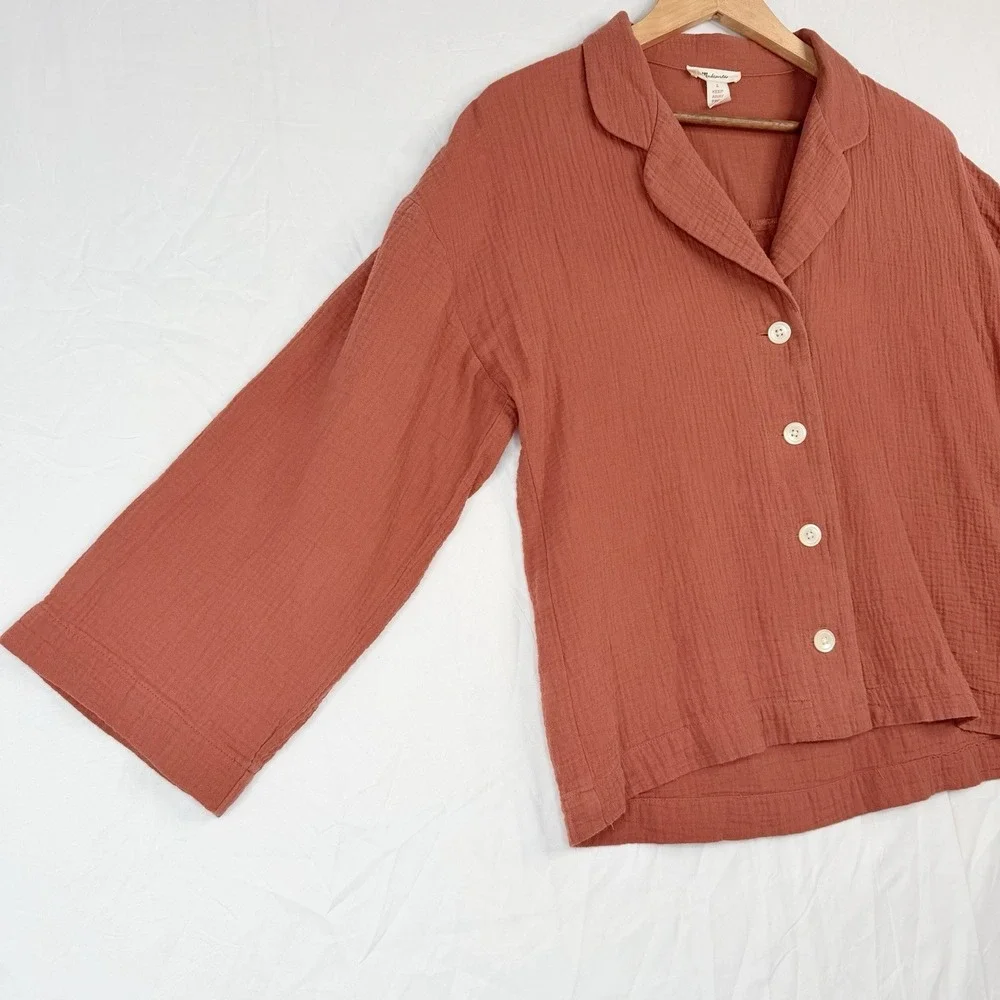 Madewell Women's Double Cotton Gauze‎ Oversized Pajama Shirt SZ-Large) cinnamon